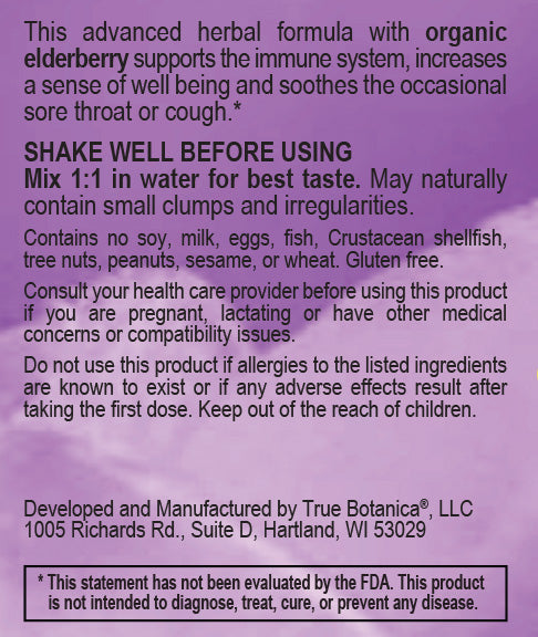 Elderberry Thyme Syrup by True Botanica dietary supplement